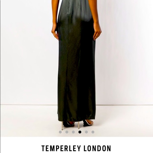 ✨HP✨Silk Temperly London Olive Gown w/ center slit - Picture 3 of 4